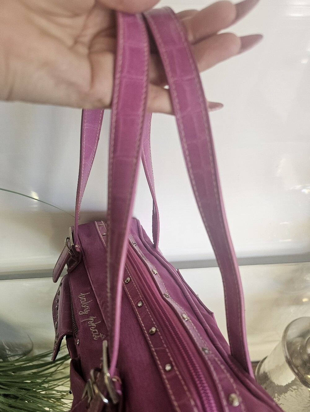 Magnetta Baby Phat Pink Satin Top-Handle Bag - Picture 15 of 16